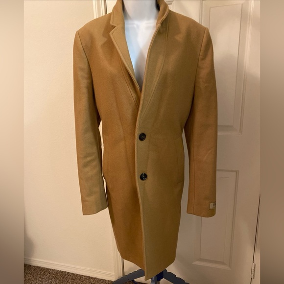 Zara Wool Blend Collared Classic  Camel Coat Medium - Picture 1 of 11